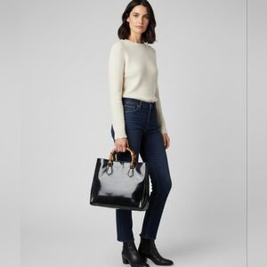 Vintage Romano Navy Leather Tote Bag Made In Italy